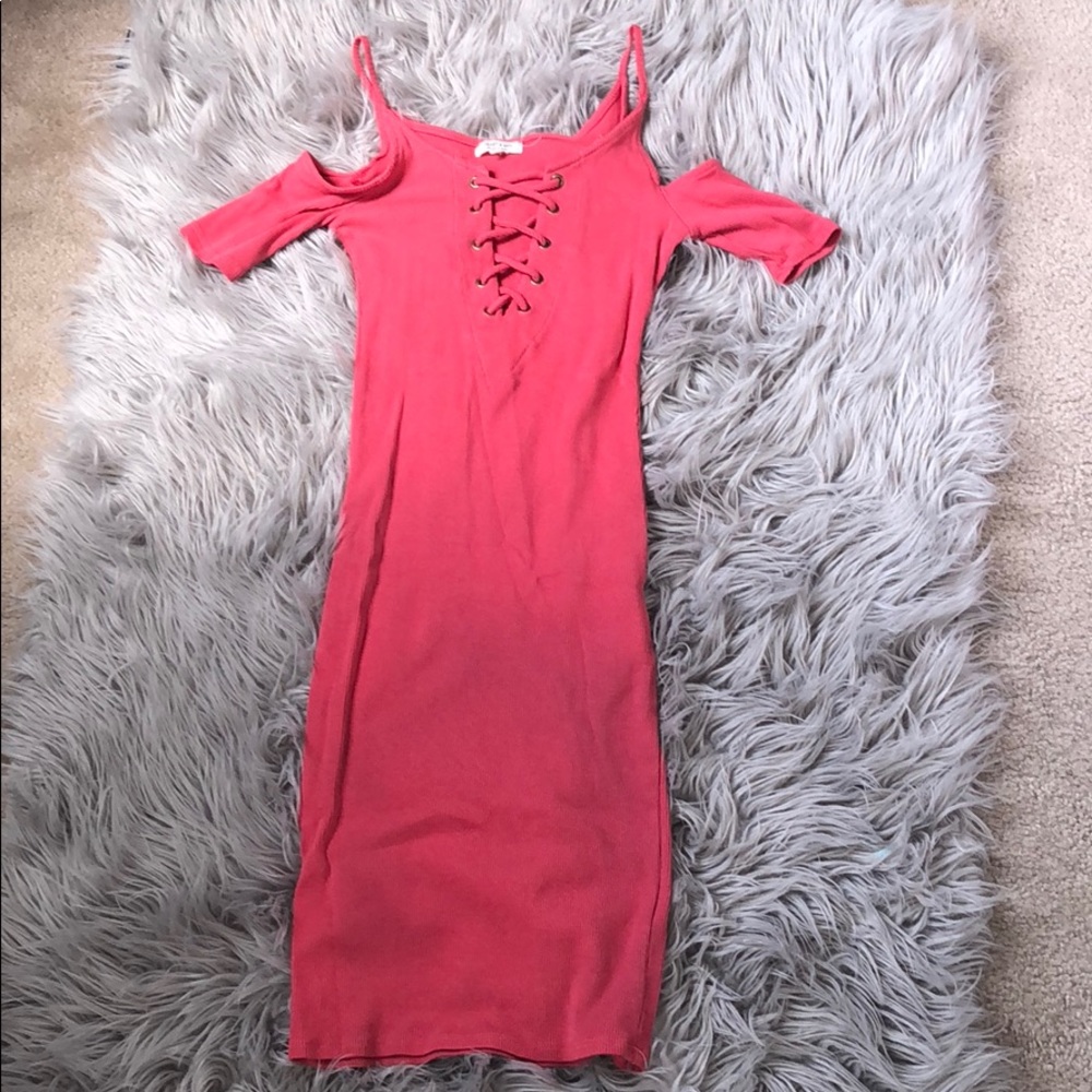 Coral Off the shoulder Dress